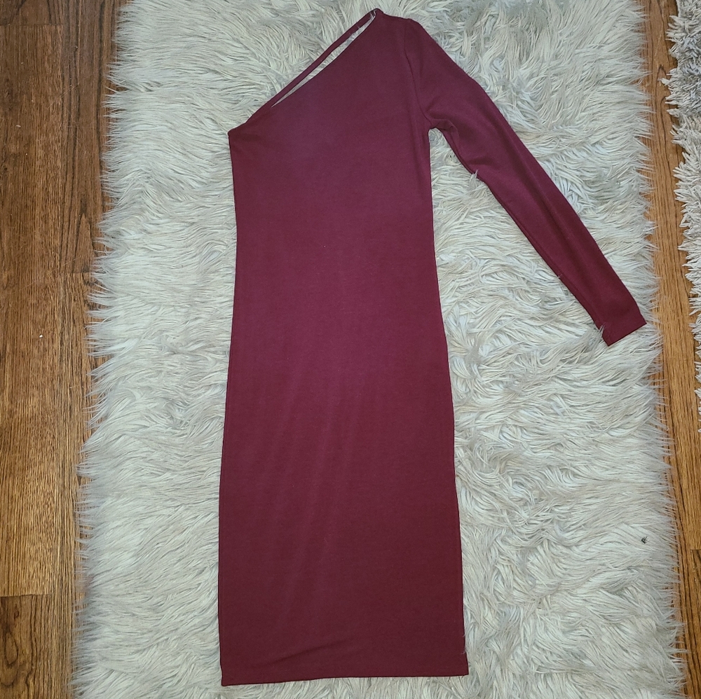 Long Sleeve One Shoulder Fitted